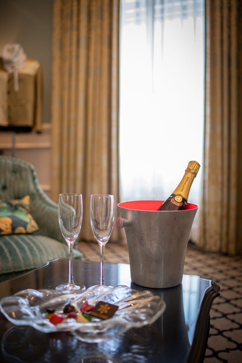 Champagne in bedroom The Queens Hotel