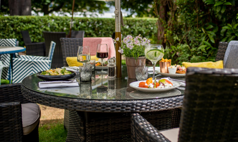 Food and drinks summer garden The Queens Hotel