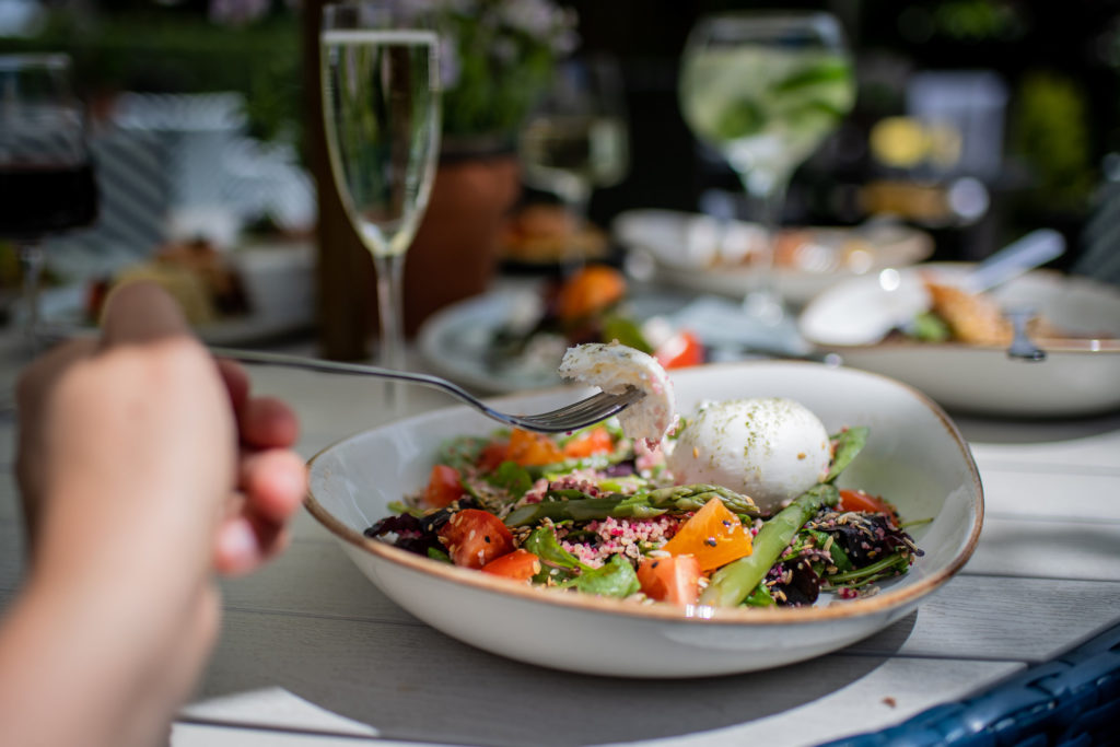 Burrata salad summer garden The Queens Hotel