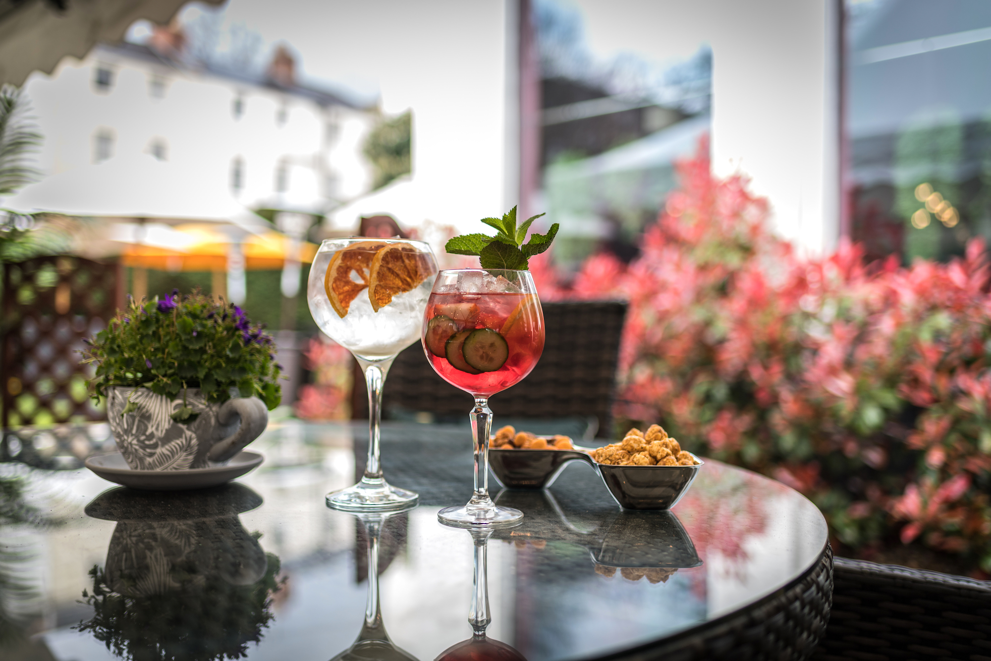 Drinks in The Queens Hotel Summer Garden