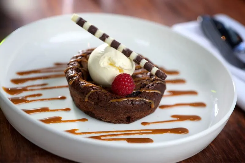 The Queens Hotel warm chocolate brownie