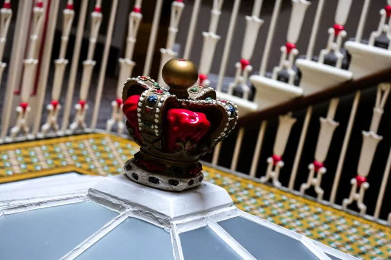The Queens Hotel Cheltenham staircase crown close up