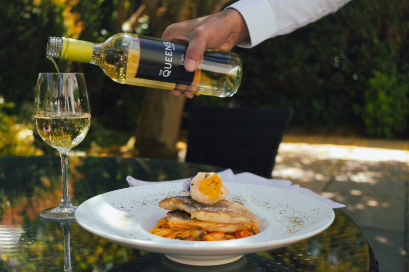 The Queens Hotel Cheltenham sea bass spaghetti with wine