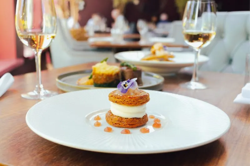 The Queens Hotel Cheltenham summer dessert and wine