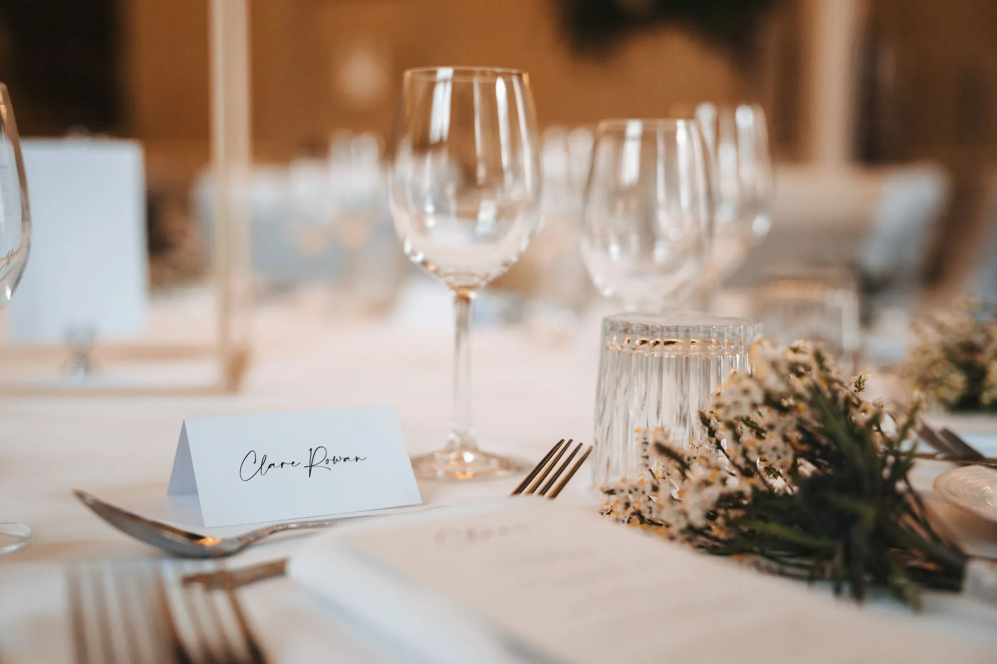 The Queens Hotel Cheltenham wedding breakfast table setting close up