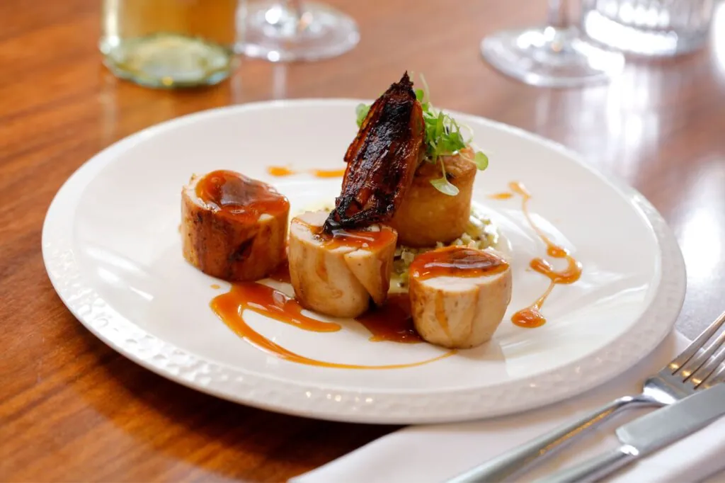 The Queens Hotel Cheltenham breast of chicken stuffed with garlic mushroom